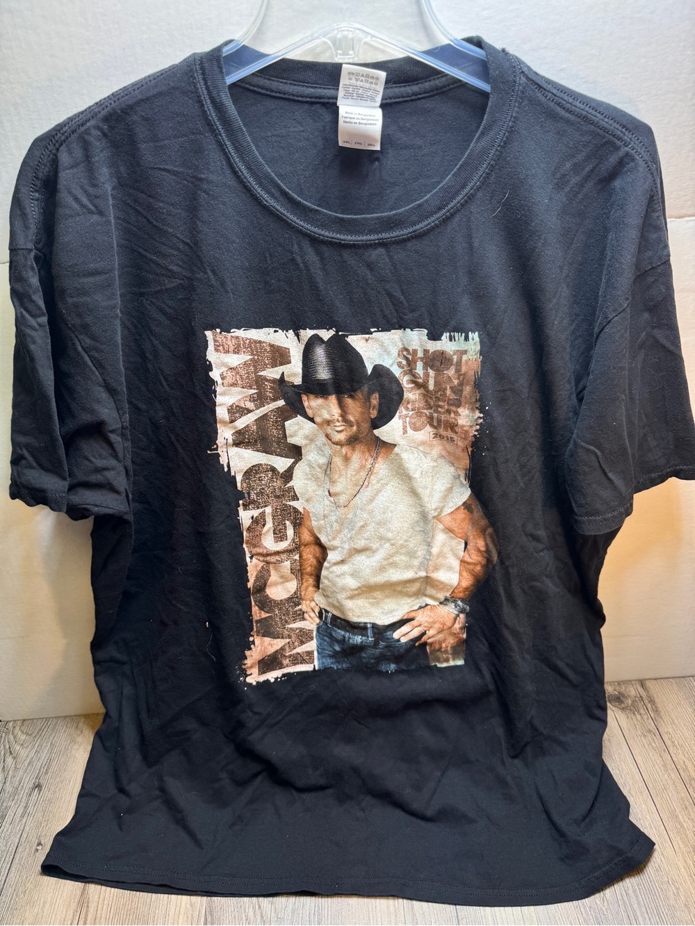 Tim McGraw Shotgun Rider Tour 2015 Short Sleeve Black T-Shirt Men's Size XXL